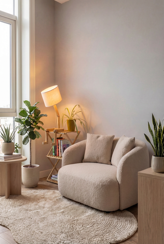 Zittende lezer houten lamp