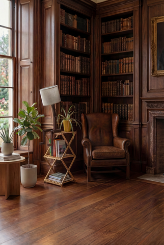 Zittende lezer houten lamp